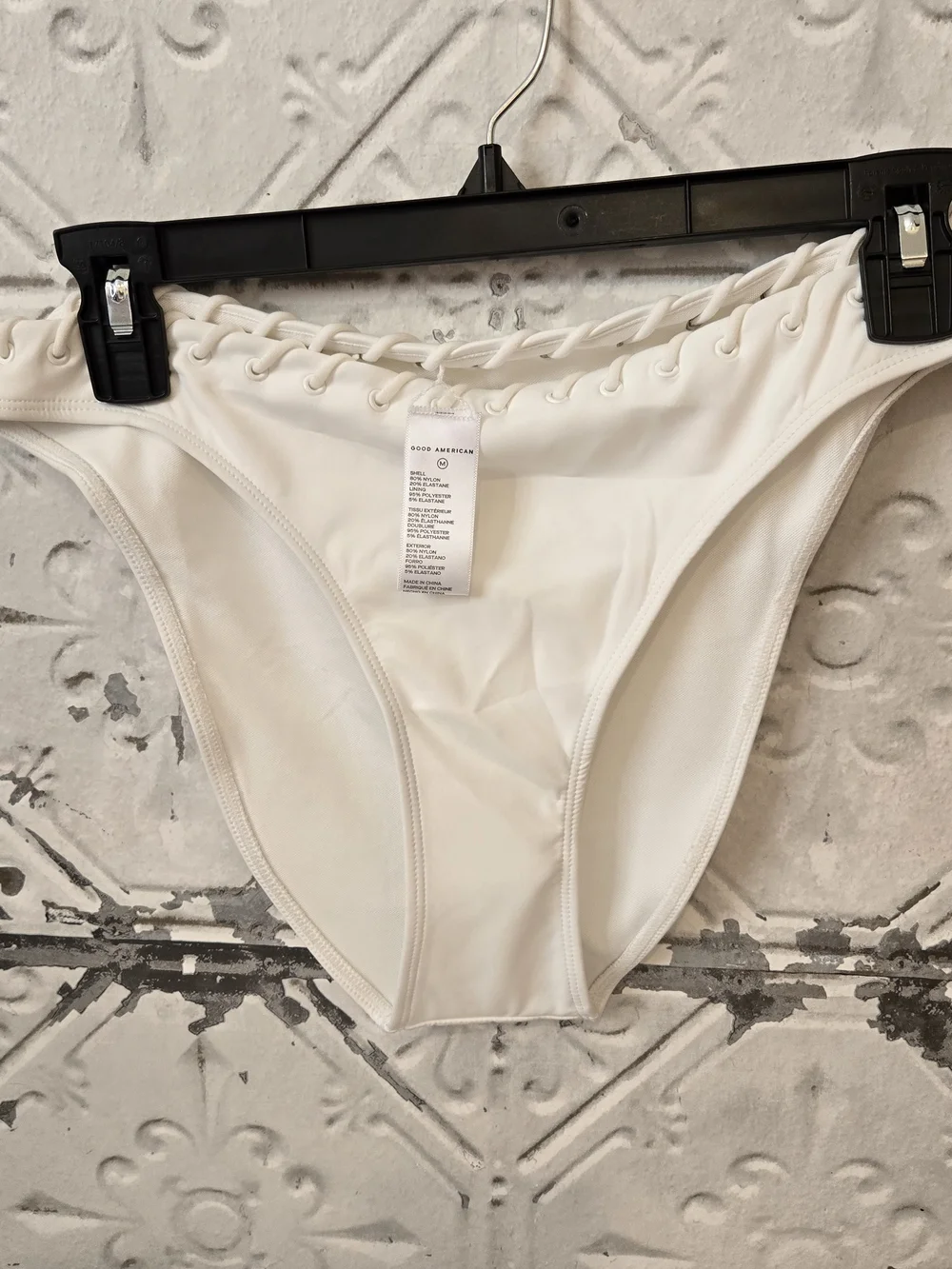 Good American Whip Stitch Full Bikini Bottom - White NWT Size M